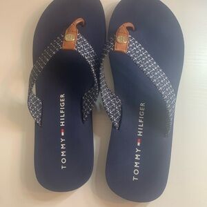 Tommy Hilfiger Blue Patterned Flip Flops